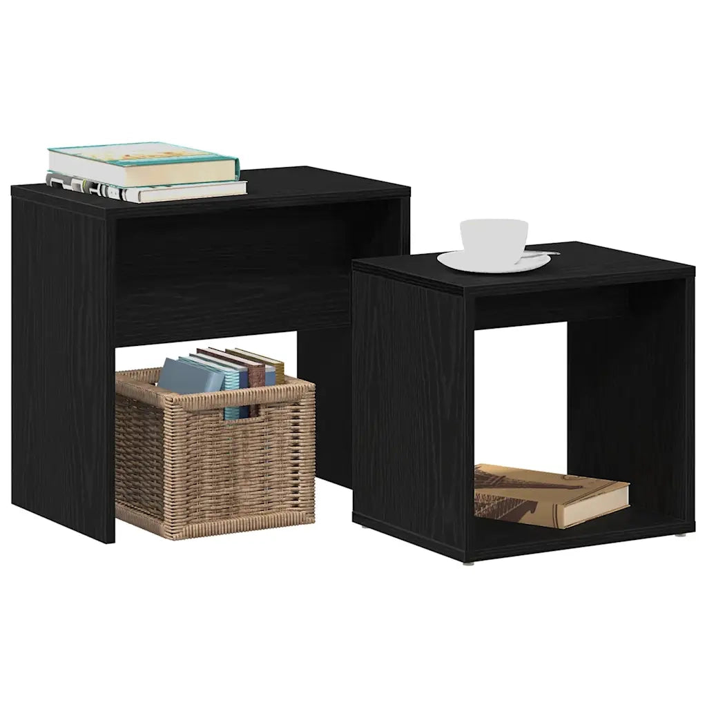 Tavolini da Salotto 2 pz Rovere Nero in Legno Multistrato 862016