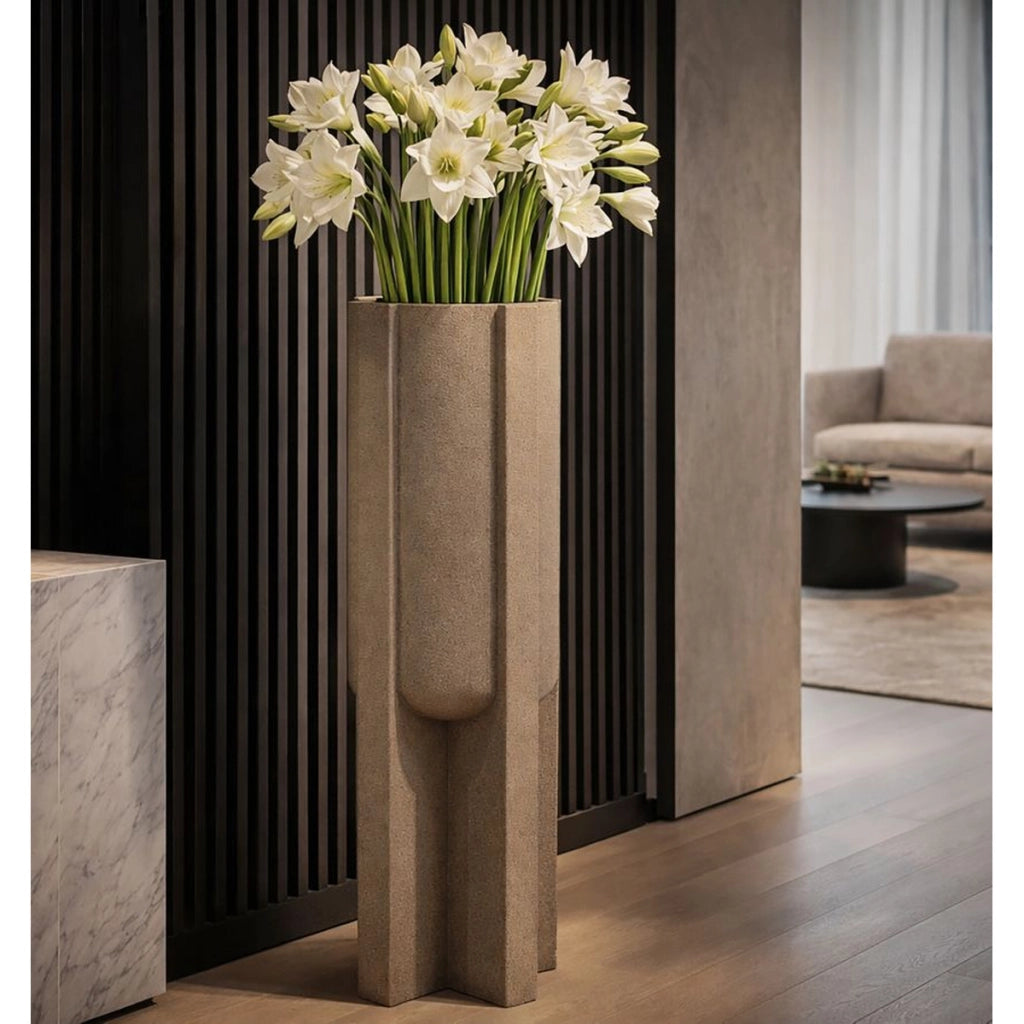 Vaso per Piante VKH1037, Marrone, Poliresina, 42x42x101 cm