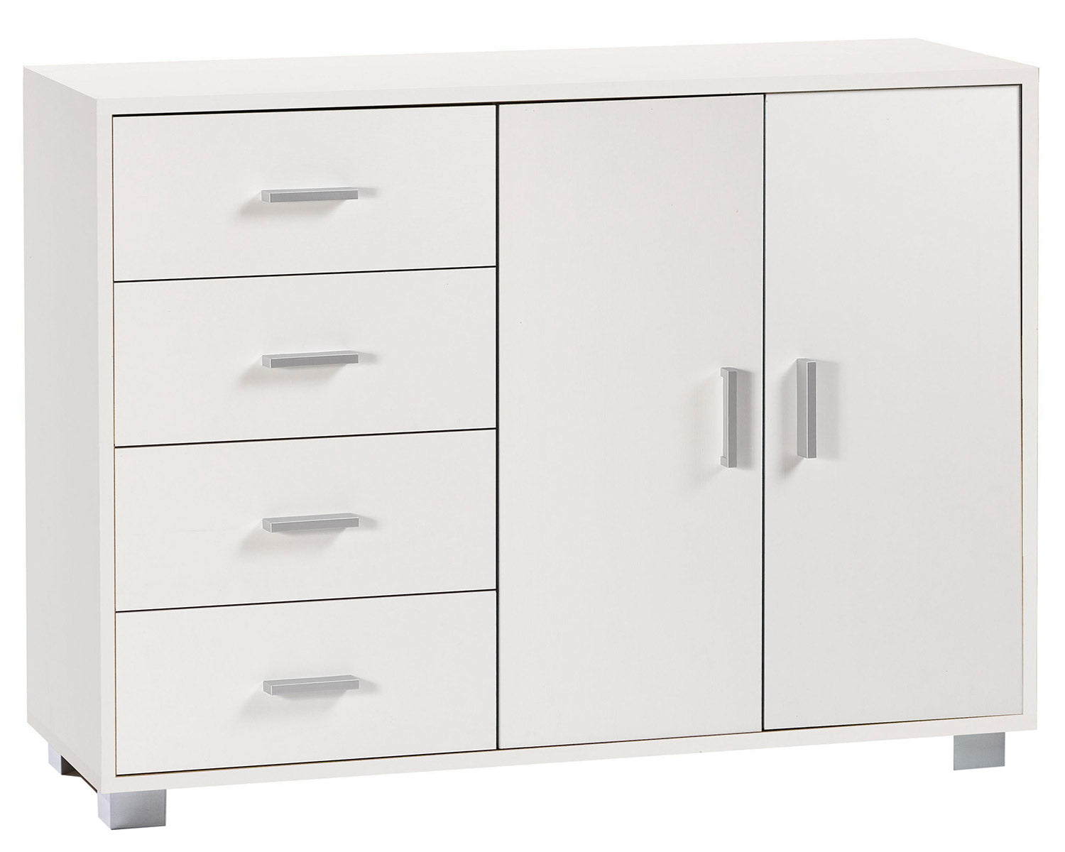 Madia 2 Ante 4 Cassetti 116x86x41 cm Bianco Fiammato