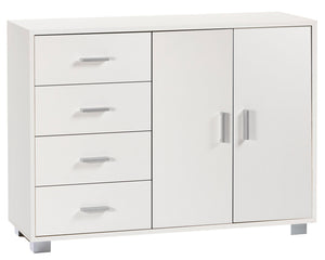 Madia 2 Ante 4 Cassetti 116x86x41 cm Bianco Fiammato