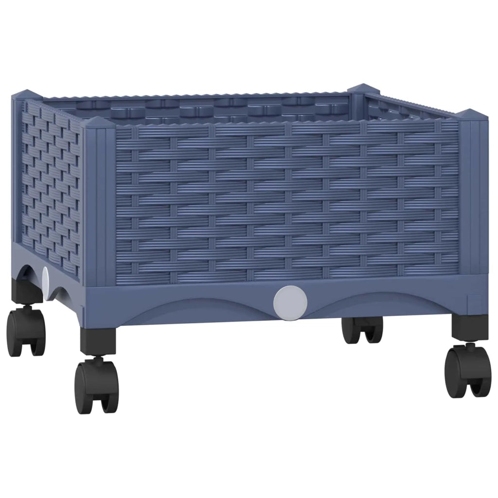 Vaso da Giardino con Ruote Blu Grigio 40 x 40 x 33 cm PP 3422906