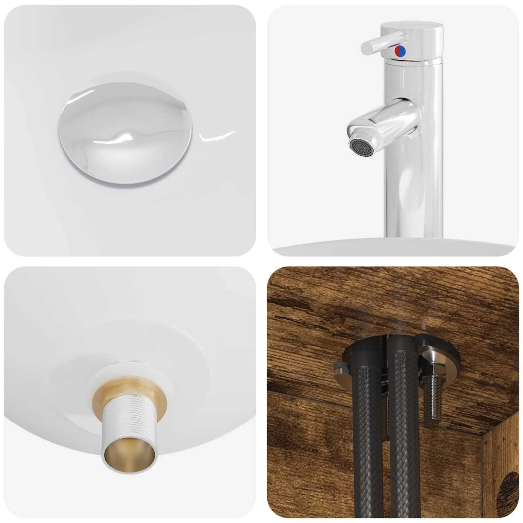 Set di mobili per il bagno 3 pz Rovere Fumo 3405943