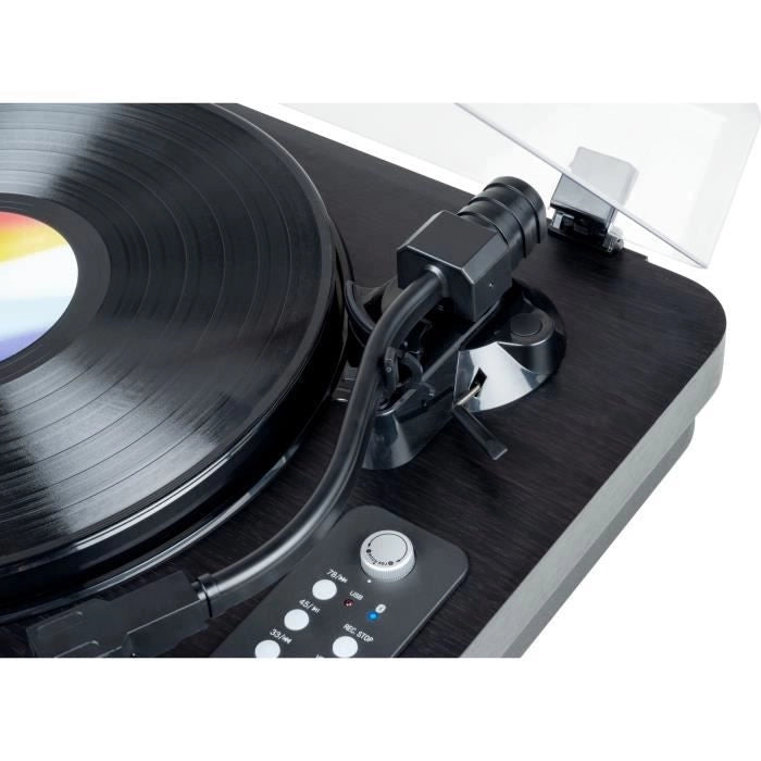 Giradischi in vinile Bluetooth - THOMSON - TT650BT - Registrazione USB - 2 altoparlanti - Nero