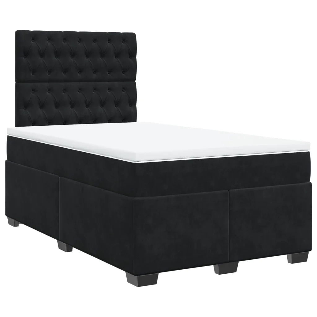 Giroletto a Molle con Materasso Nero 120x190 cm in Velluto 3293166