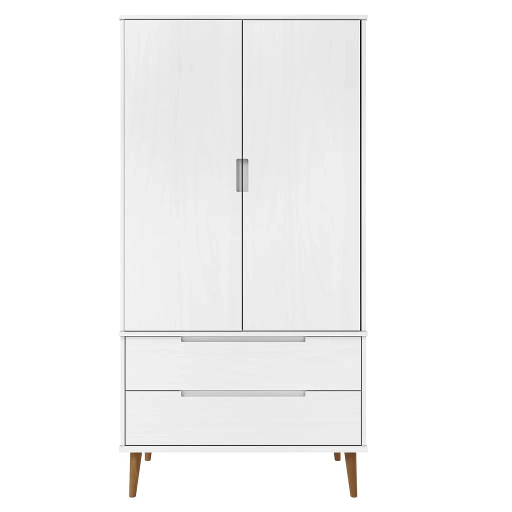 Armadio MOLDE Bianco 90x55x175 cm in Legno Massello di Pino 350523