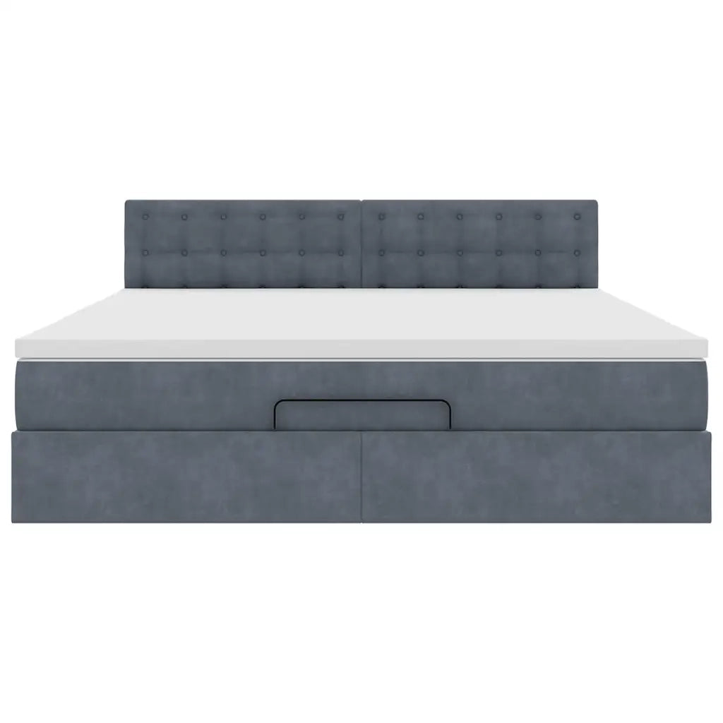 Struttura Letto Pouf con Materasso 180x200 cm in Velluto