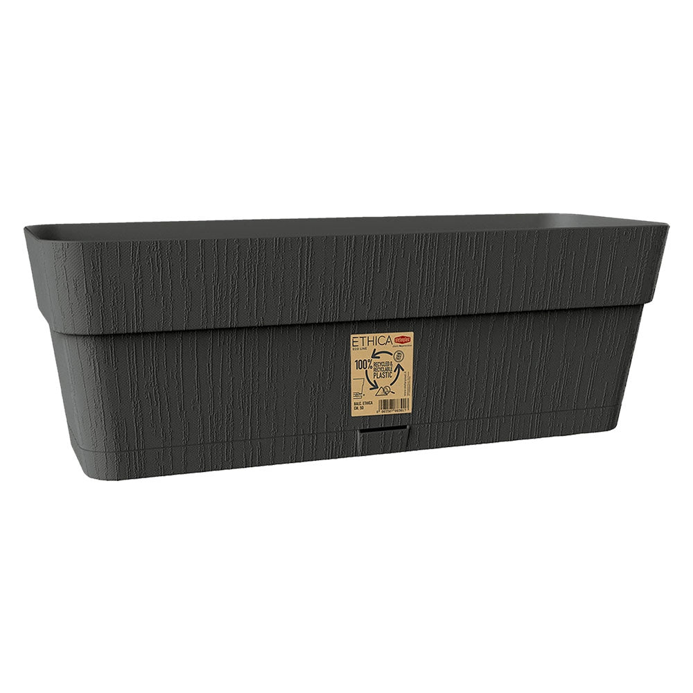BALCONETTA RETTANGOLARE 'ETHICA' Cm 50 x 18 x 17 - lt.9,5 - grafite  - STEFANPLAST