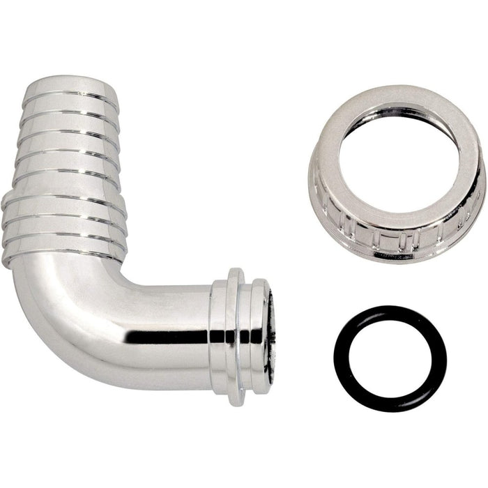 Pipetta curva per scarico lavatr ice lavastoviglie in pp cromata