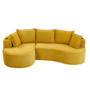 Divano ad arco con portabicchieri e tasche laterali; schiuma ad alta densitÃ ; velluto giallo senape 250 Ã— 152 Ã— 82 cm