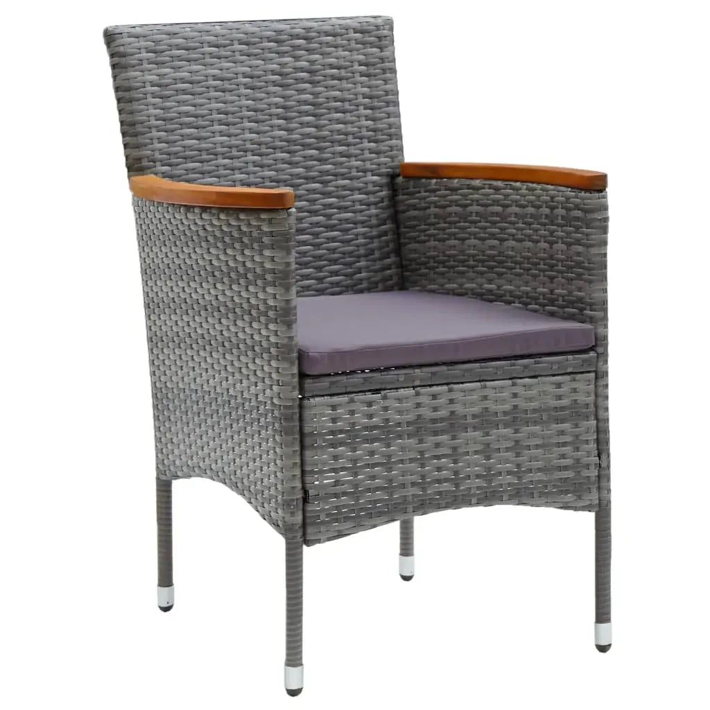 Set da Pranzo per Giardino 5 pz con Cuscini Polyrattan Grigio 3095005