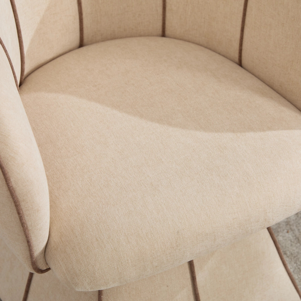 Poltrona girevole in Chenille, seduta ergonomica con schienale alto, colore Camel, per camera da letto e soggiorno