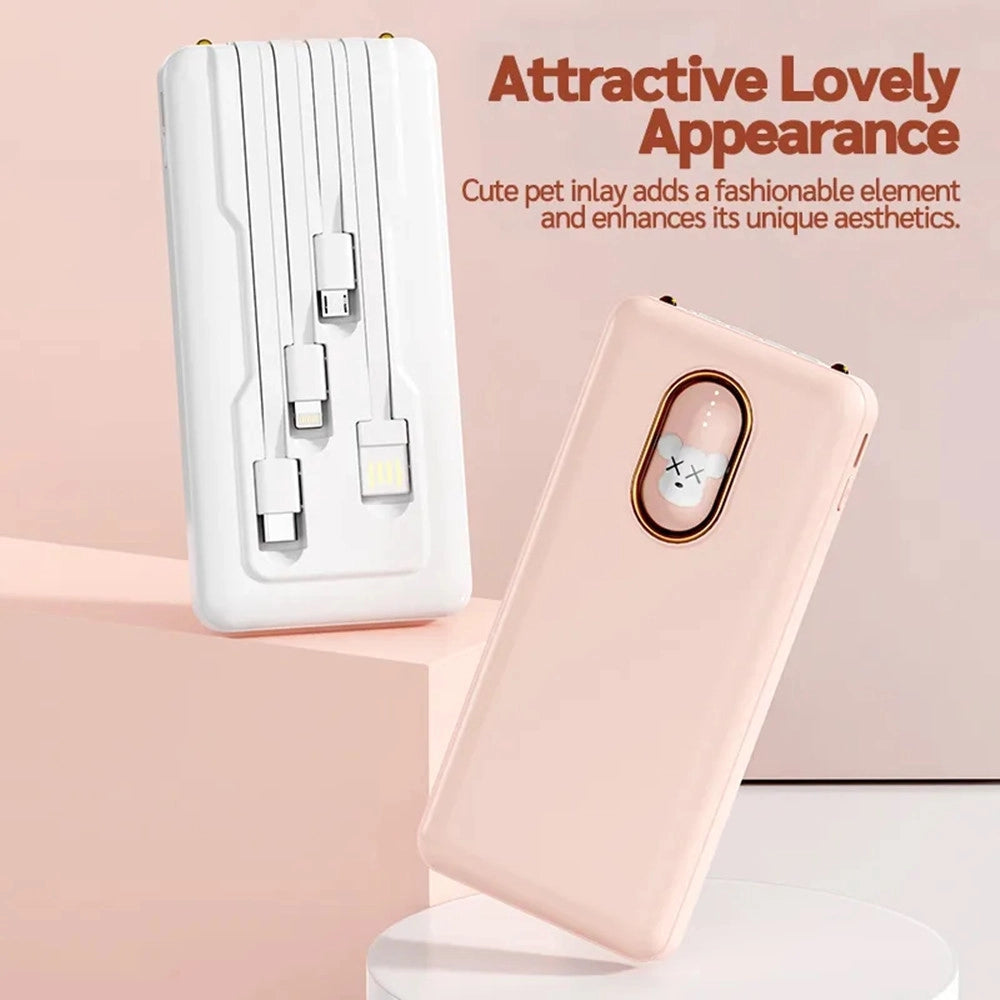 Trade Shop - Power Bank Caricabatterie Portatile Da 12000mah 5v/2.1a Con 4 Cavi Ricarica Q-dc388 -