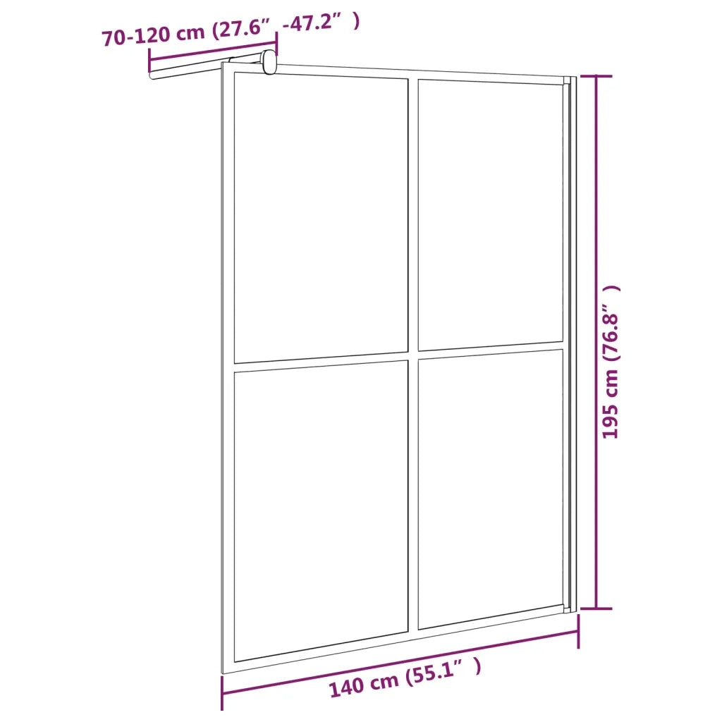 Cabina Doccia 140x195 cm con Vetro Temperato Scuro 151888