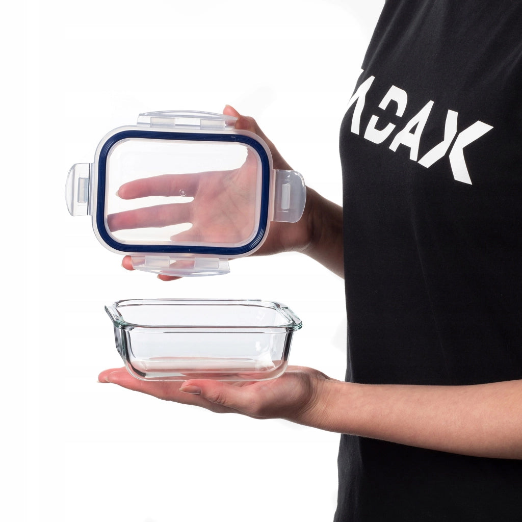 Contenitore per alimenti in vetro KADAX da 370 ml con coperchio, ideale per il pranzo.