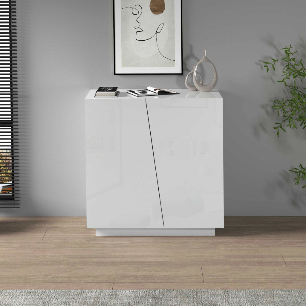 WHOUS Armadio multiuso Easy a 2 ante bianco lucido 79,20x38x86 cm