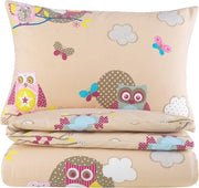 Set di biancheria da letto per bambini 100 x 135 cm + 40 x 60 cm 100% cotone rinforzato Cerniera a uccello Crème Beige