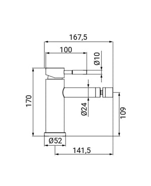 Miscelatore bidet in acciaio inox satinato tondo