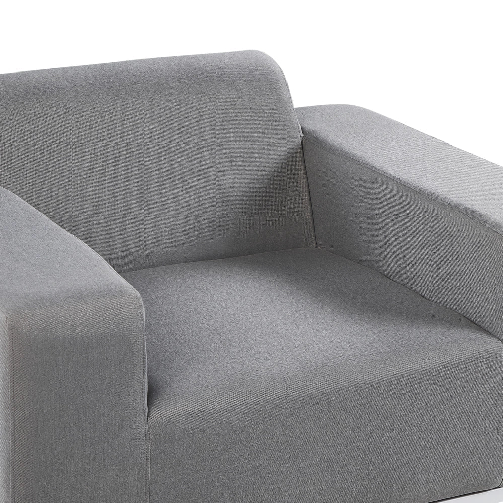 Set di 2 Poltrone in Tessuto Grigio Struttura Bianca per Interni ed Esterni Moderno