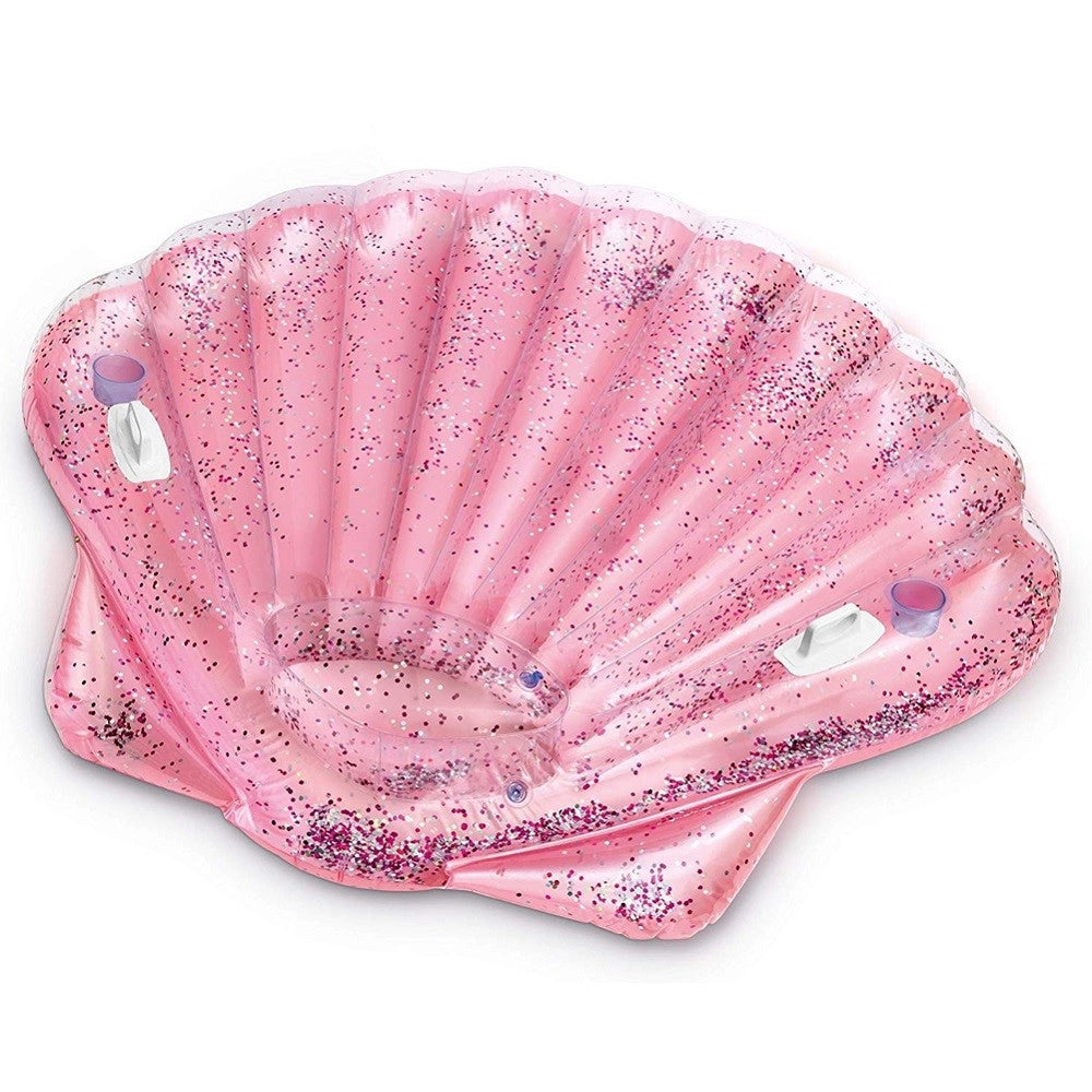 Trade Shop - Materassino Isola Gonfiabile Conchiglia Glitter Pvc Mare Piscina 178x165cm -