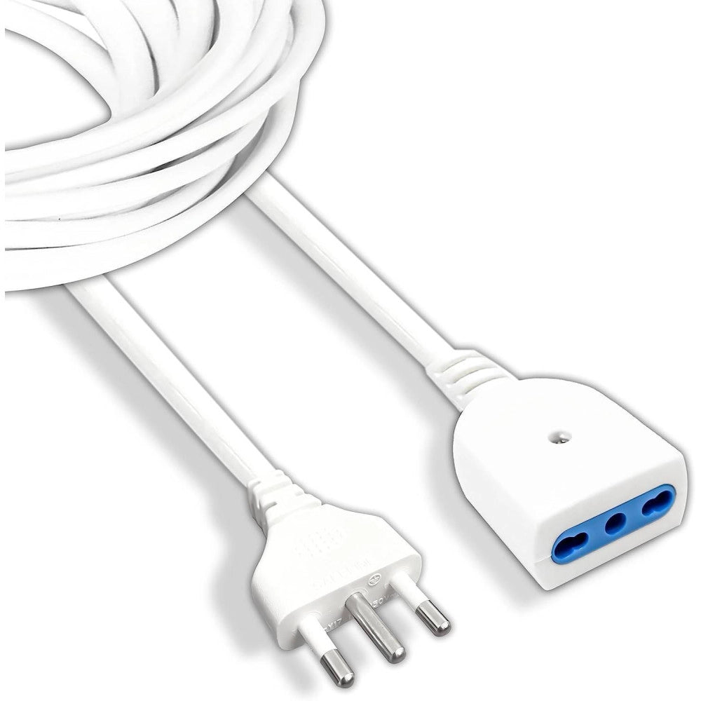 Trade Shop - Cavo Prolunga Elettrica Da 10 Mt Con Spina Da 16a Presa Bipasso 10a 16a Bianco -