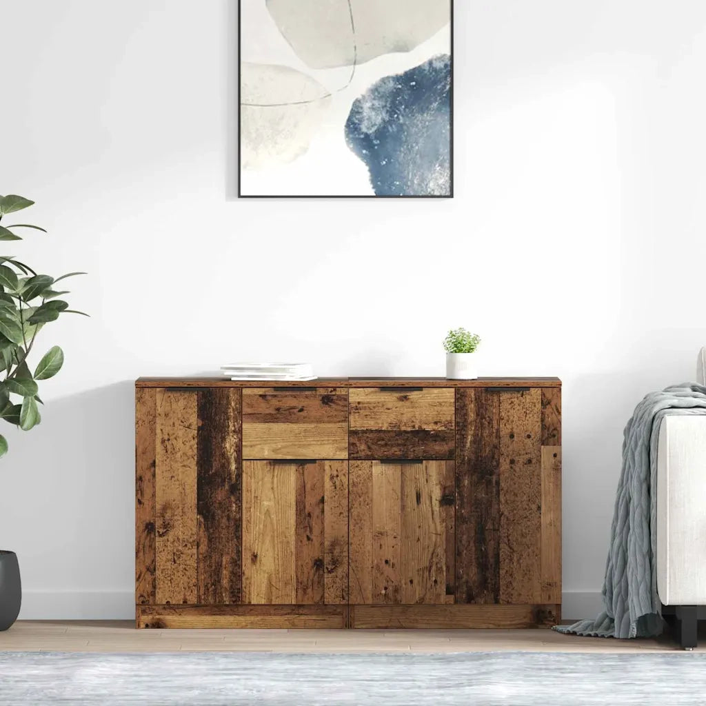 Credenza | Sideboards con cassetto 2 pcs Legno vecchio 60 x 30 x 70 cm