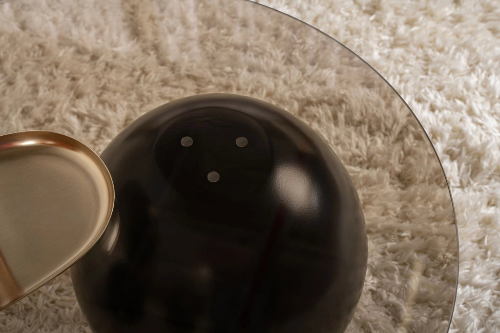 Tavolino in vetro "Sphere" - 120 x 70 x 30 cm - Nero