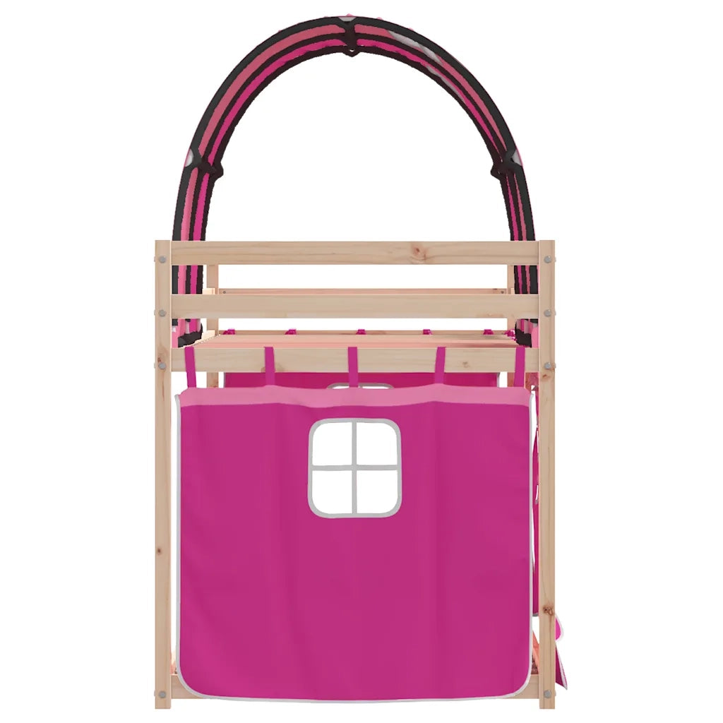 Letto a Castello senza Materasso Rosa 90x190 cm Legno di Pino