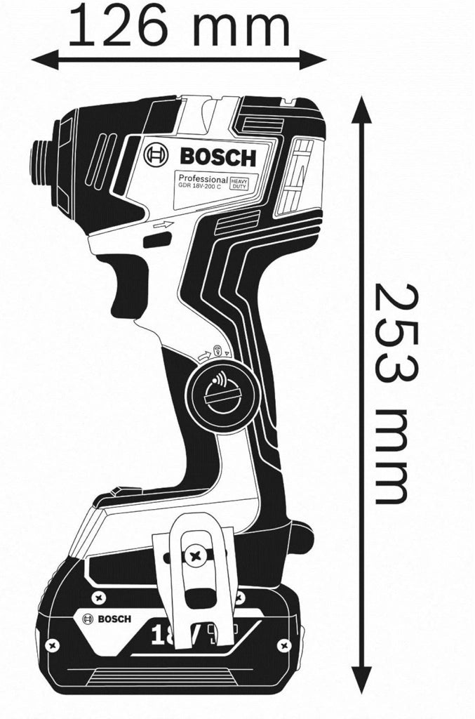 Bosch Professional Avvitatore a percussione con batteria da 18 V, GDR 18 V-200 C (con 2 batterie da 5 Ah, caricatore rapido GAL 1880 CV, modulo Connectivity, L-BOXX 136)