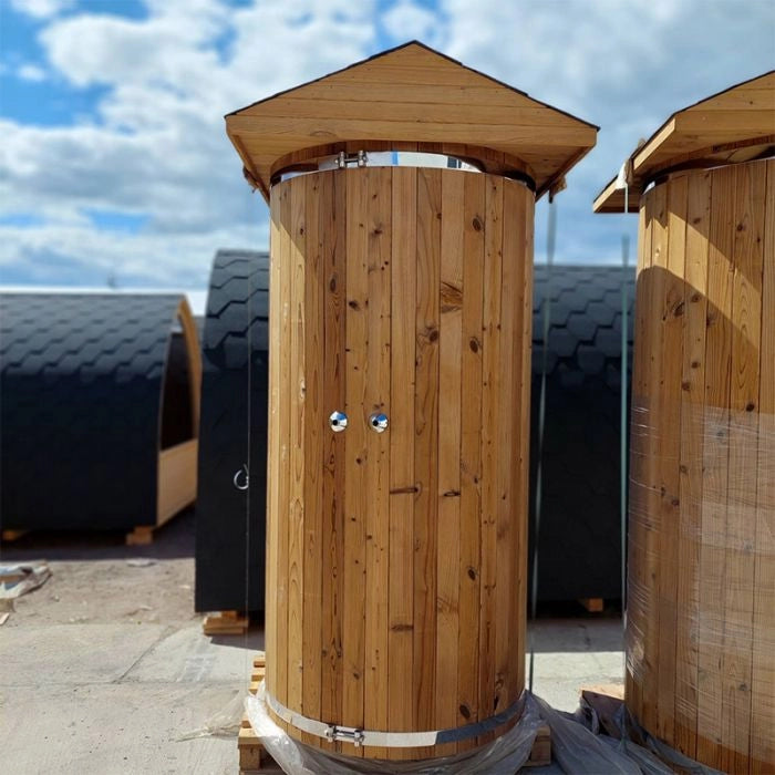 Cabina Doccia Da Esterno Lucille  1,00 X H 2,20 M, Con Luce Interna -  Thermowood Materiale: Legno Abete