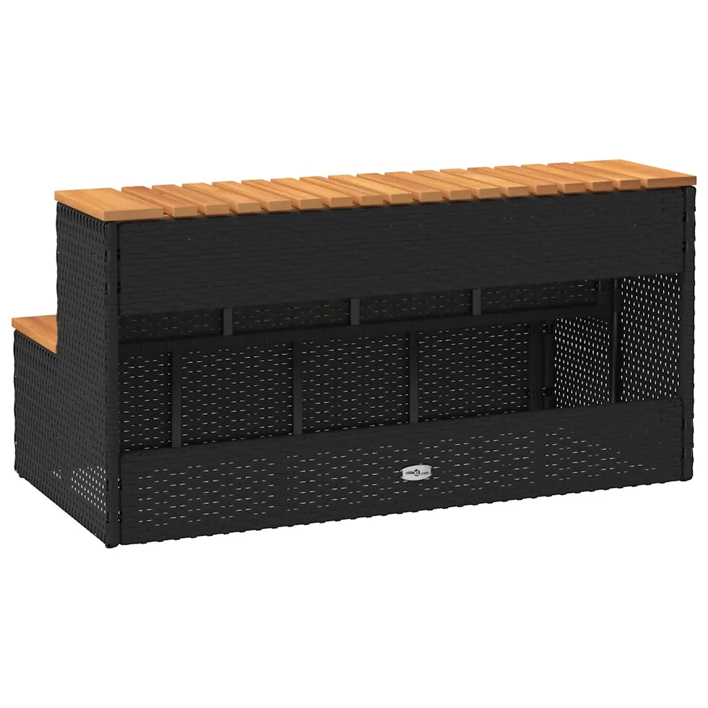 Bordo per Vasca Idromassaggio Nero Polyrattan&Massello Acacia 4103944