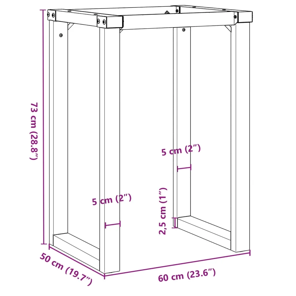 Telaio Gambe a O per Tavolo da Pranzo 60x50x73 cm in Acciaio