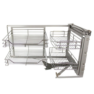 4 Cestelli in Acciaio Inox per Mobile ad Angolo Cieco 90-100cm Mano Destra