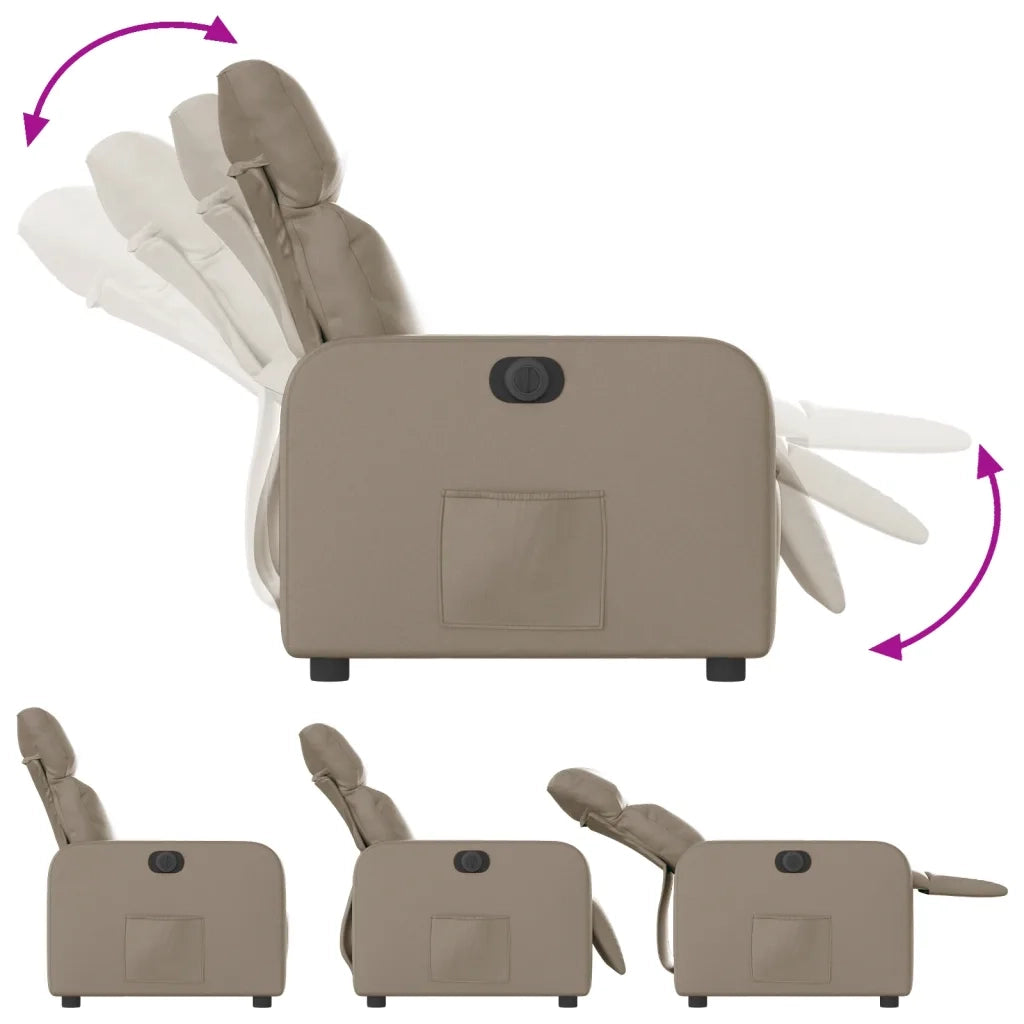 Poltrona | Sedia Relax Reclinabile Elettrica Cappuccino in Similpelle