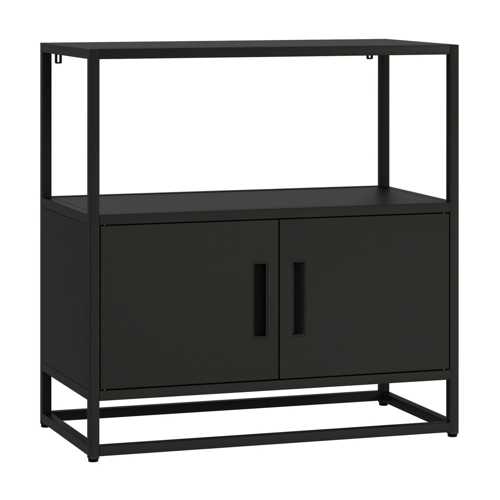 Armadio da Ufficio Hailuoto per Archivio 82 x 80 x 40 cm Acciaio Nero [en.casa]