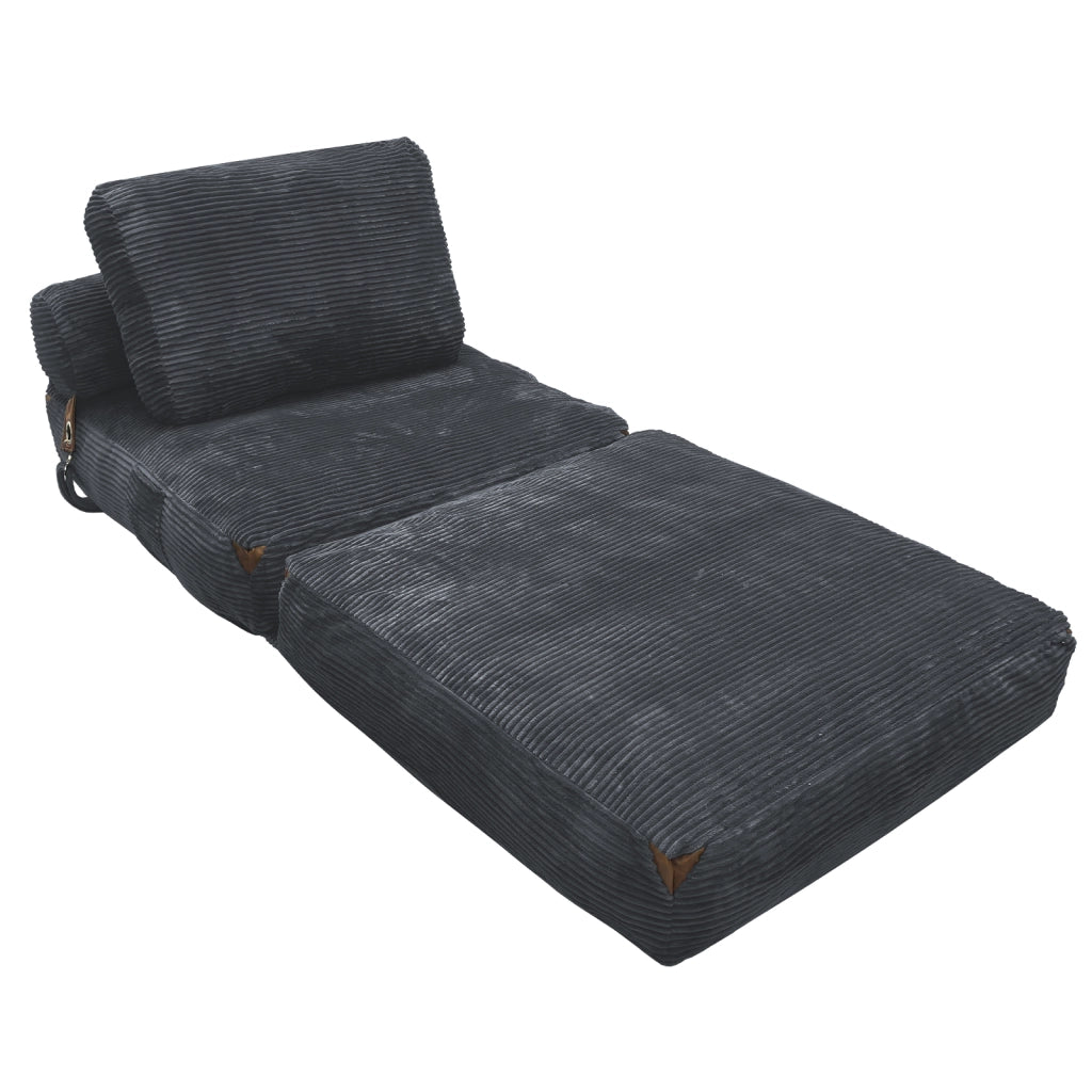 Poltrona letto pieghevole salvaspazio - con funzione letto e vano contenitore - flanella grigio