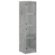Credenza | Madia | Buffet da pranzo | Armadio da pranzo con Ante in Vetro Grigio Cemento 35x37x142 cm