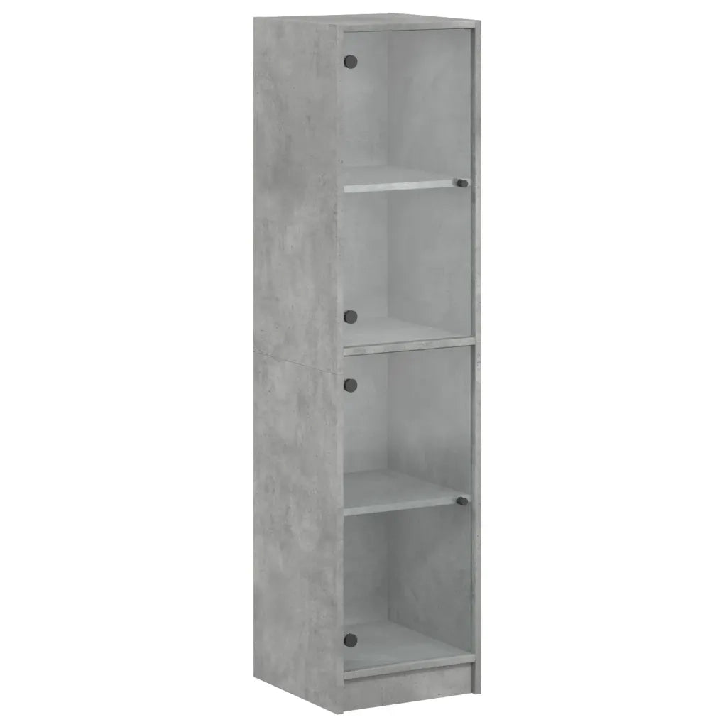 Credenza | Madia | Buffet da pranzo | Armadio da pranzo con Ante in Vetro Grigio Cemento 35x37x142 cm