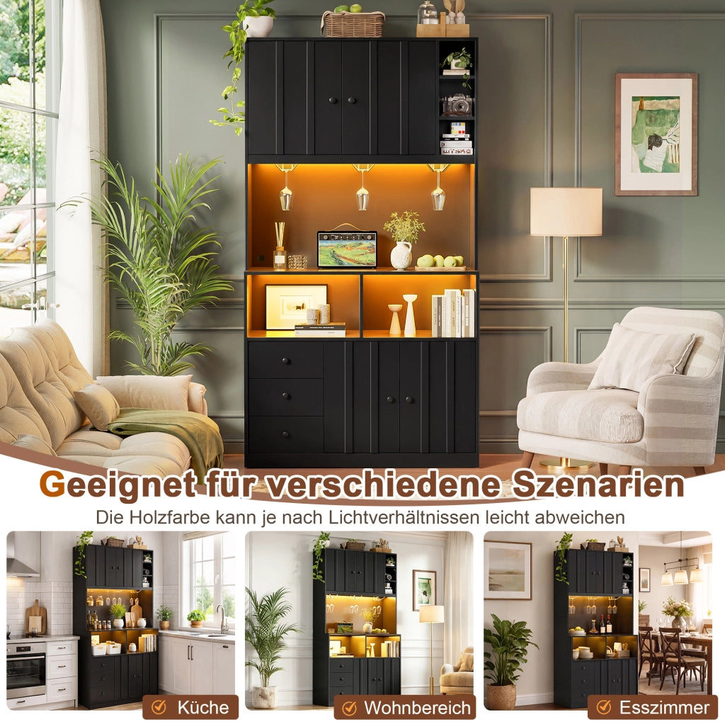Colonna cucina 180 cm con LED RGB, prese e portabicchieri