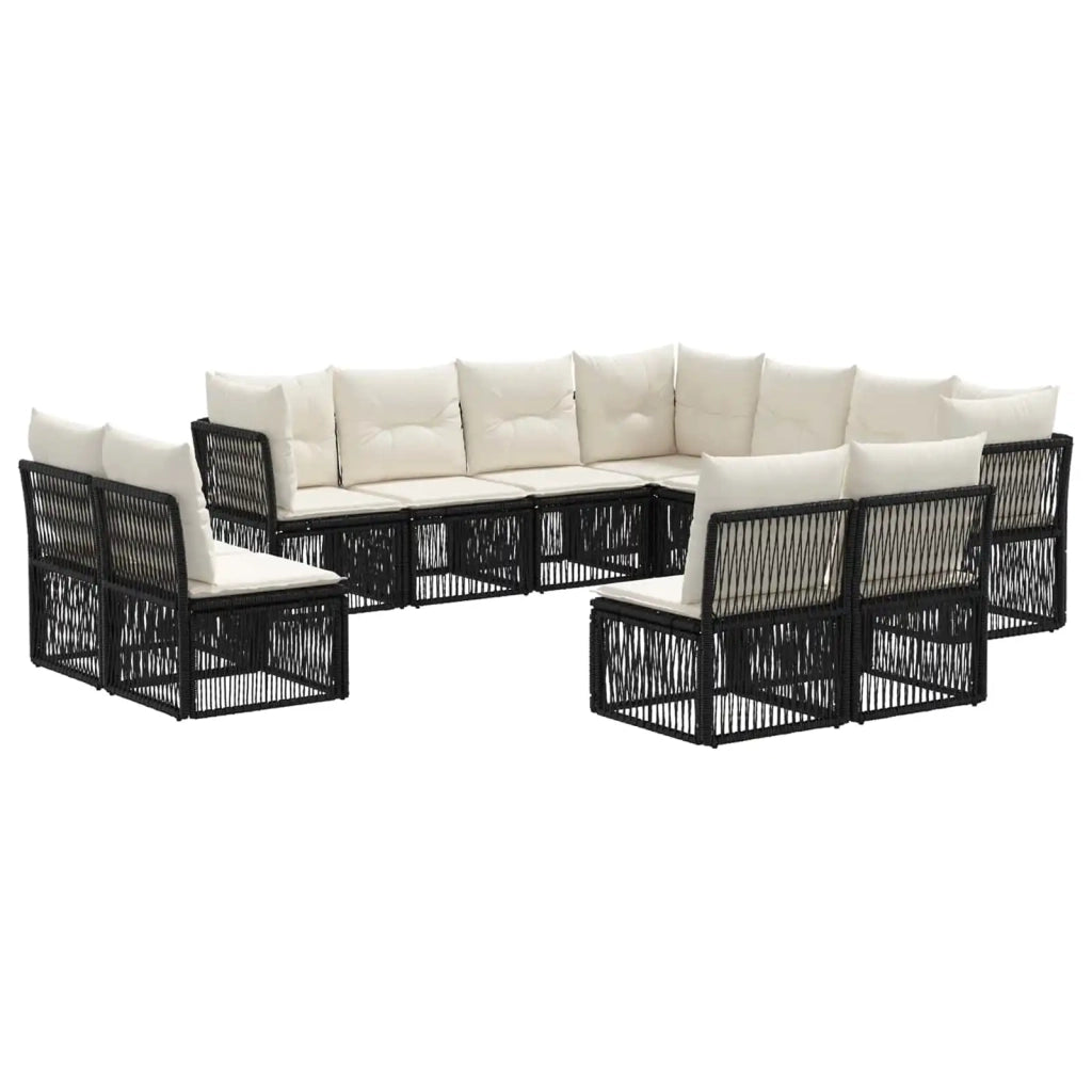 Set Divano da Giardino 11 pcs Nero polyrattan 3434257