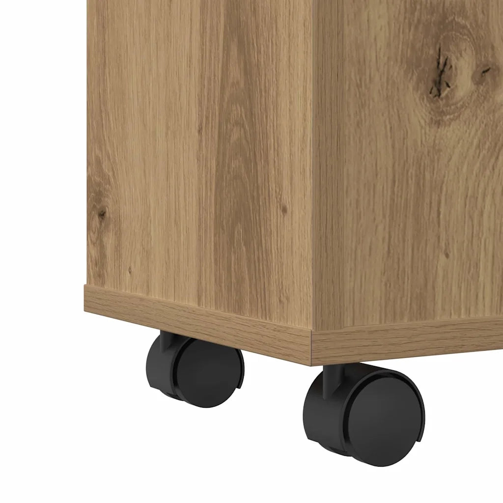 Mobile da Bagno Stretto con Ruote Rovere Artigianale Truciolato 855240