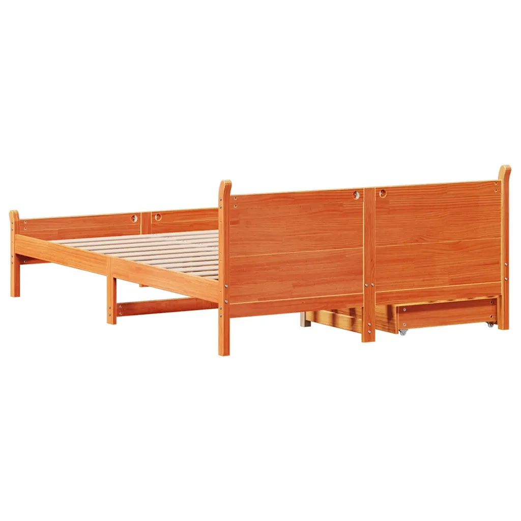 Letto senza Materasso Marrone Cera 160x200 cm in Legno di Pino