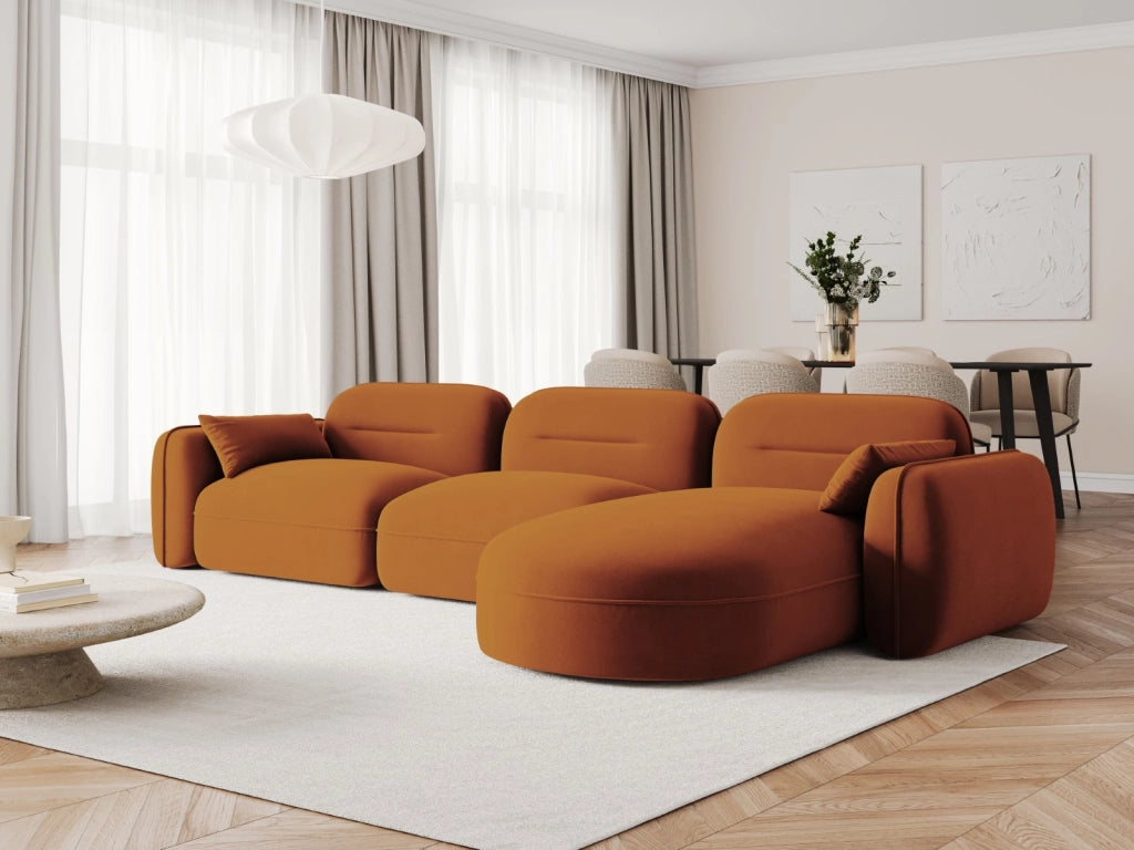 Cosmopolitan Design - Divano angolare modulare destro "Sydney" 4 posti in velluto terracotta 