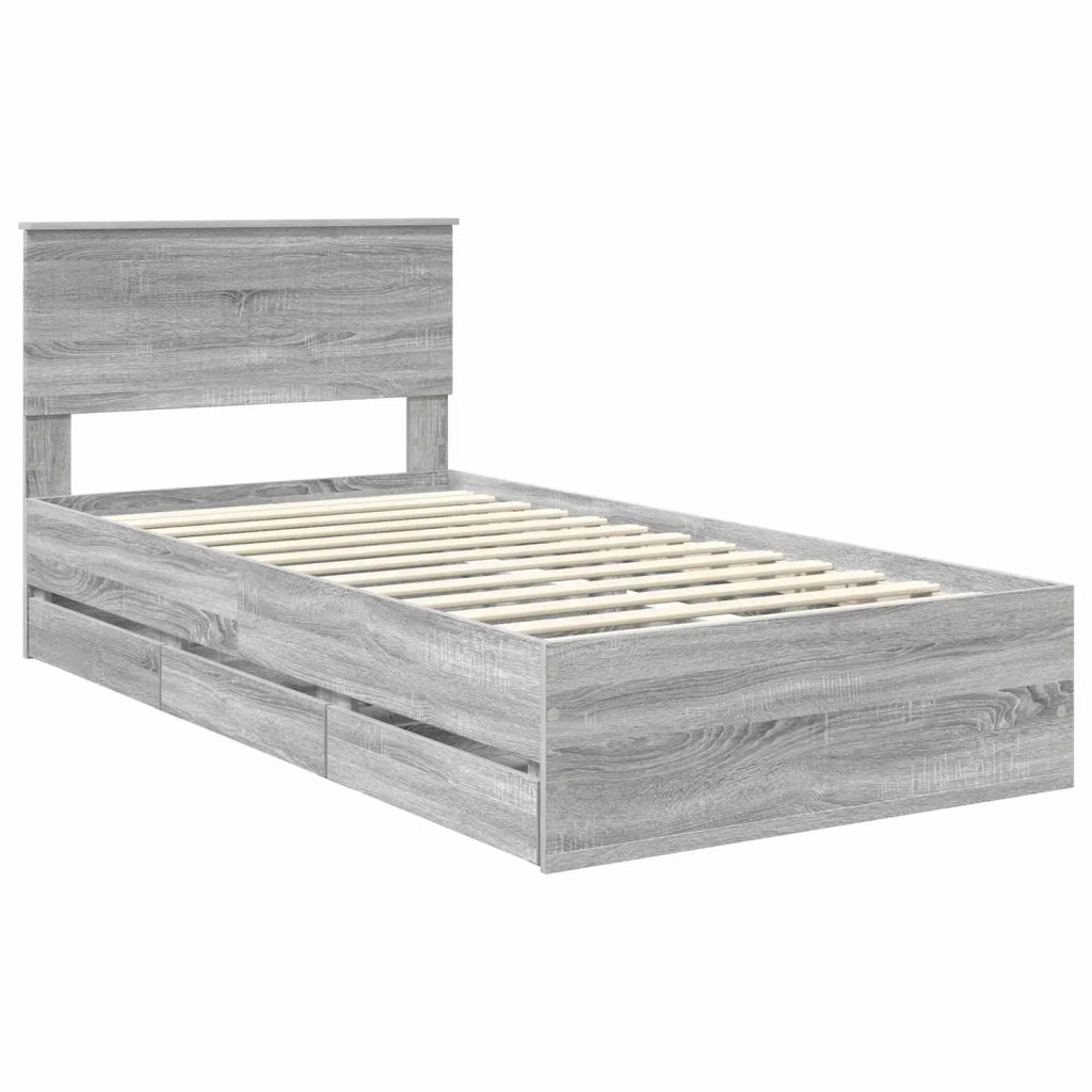 Struttura del letto con cassetto Grigio Sonoma 100 x 200 cm