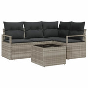 Set di divani 5 pz | Set Salotto da Giardino Grigio chiaro polyrattan