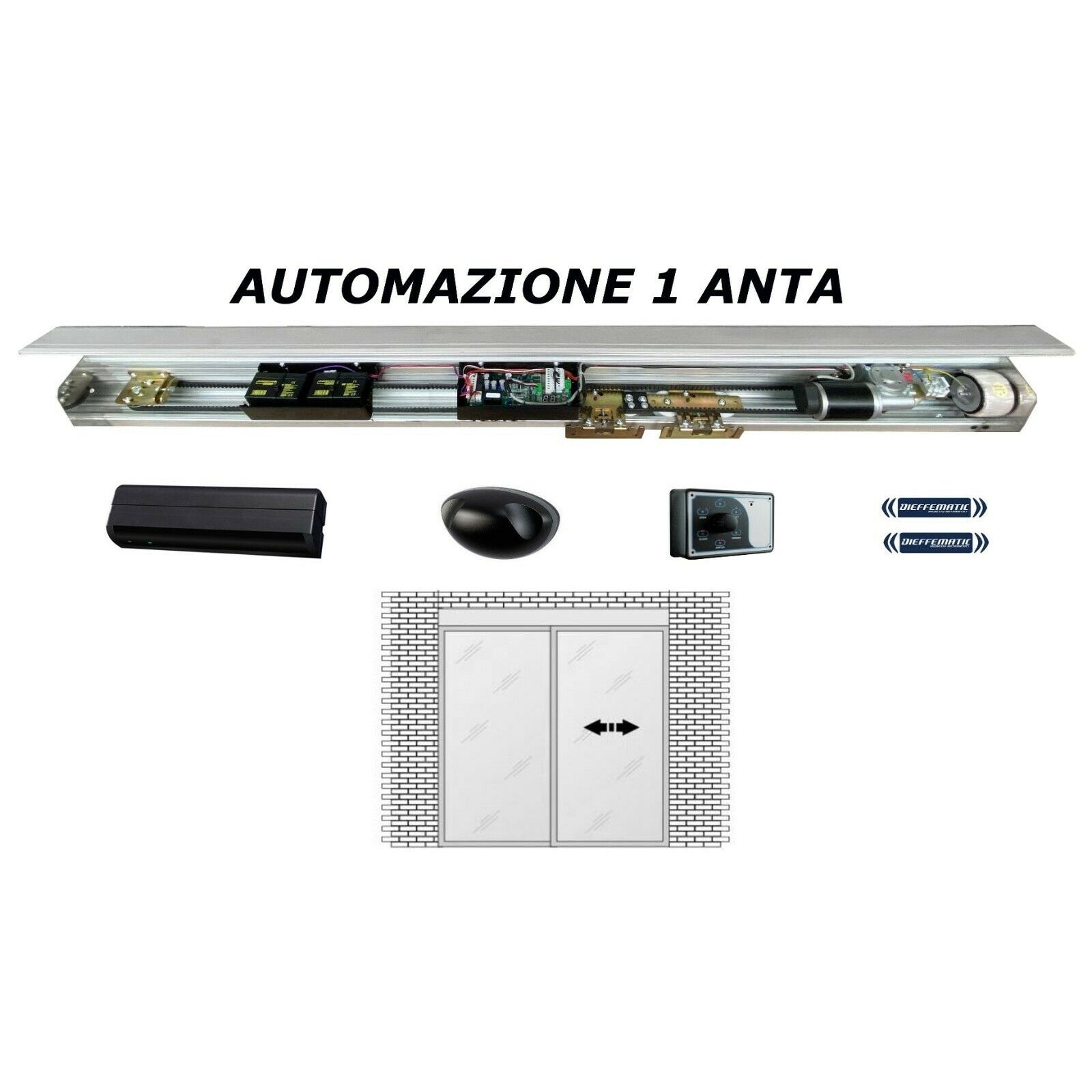 AUTOMAZIONE PORTA SCORREVOLE 1 ANTA 24V MOVIMENTO RAPIDO DFM