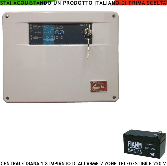 CENTRALE ANTIFURTO DIANA 2 ZONE BATTERIA 12 V 1,2 AH SECURVERA SH-D1FCDB2ZFC