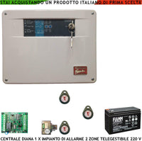 DIANA 2 ZONE CENTRALE ALLARME BATTERIA 12 V 7,2 AH SECURVERA SH-D1FCULT3TA