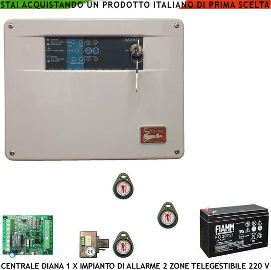 DIANA 2 ZONE CENTRALE ALLARME BATTERIA 12 V 7,2 AH SECURVERA SH-D1FCULT3TA