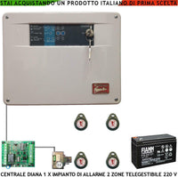 DIANA 2 ZONE CENTRALE ALLARME BATTERIA 12 V 7,2 AH SECURVERA SH-D1FCULT4TB