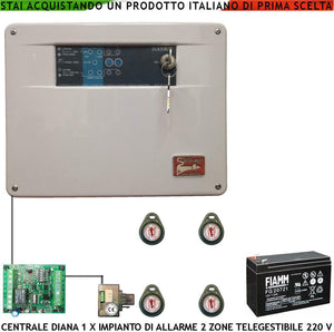 DIANA 2 ZONE CENTRALE ALLARME BATTERIA 12 V 7,2 AH SECURVERA SH-D1FCULT4TB